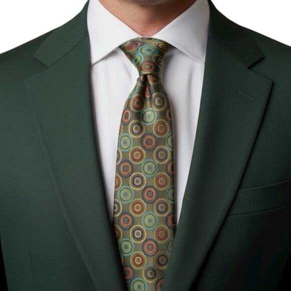 Chelsea ROBERT TALBOTT Silk Necktie USA Designer Geometric Circles Multicolor 60 - Picture 2 of 7